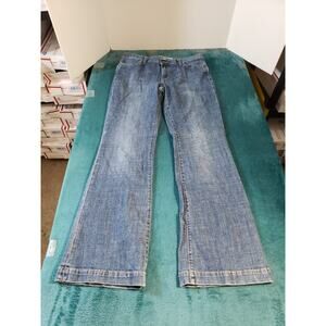 Gap Jeans Size 10 Long & Lean Womens Blue Stretch Denim Pants Mid Rise Flared